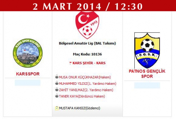 Karsspor - Patnos Gençlik Spor 2 Mart Pazar