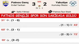 Patnos Gen&ccedil;lik Spor:3 - Yakutiye Spor:2 Ma&ccedil; Sonucu